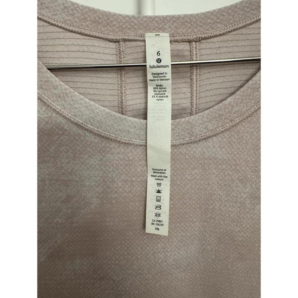 Lululemon Long Distance Short Sleeve Pink Jacquard Alpine White Mink Berry sz 6 - Picture 3 of 6